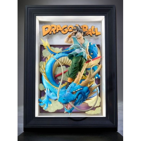 Cuadro en relieve 3D de Goku con dragón de Dragon Ball Z
