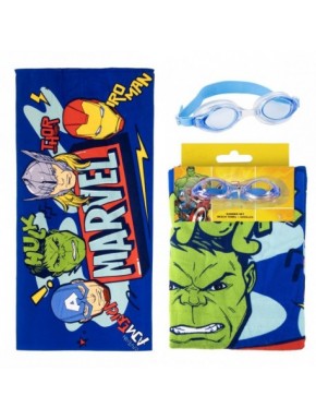Ensemble serviette de bain Avengers et lunettes bleues