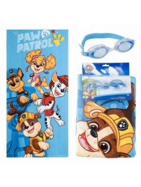 Set toalla azul y gafas de natación Patrulla Canina