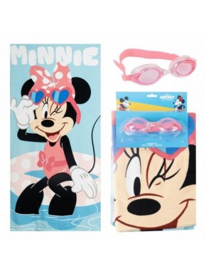 Ensemble serviette et lunettes de natation Minnie Mouse