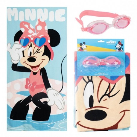 Ensemble serviette et lunettes de natation Minnie Mouse