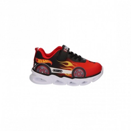 Deportiva Hot Wheels roja y negra con luces y suela EVA