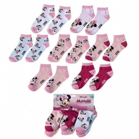 Pack de chaussettes cheville Minnie en rose et bleu