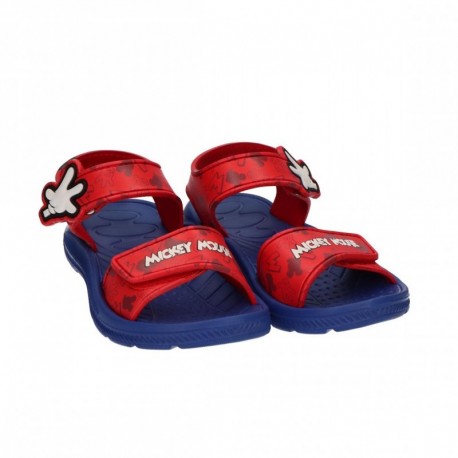 Sandálias de praia do Mickey Mouse para crianças em vermelho e azul