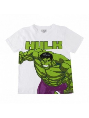 Camiseta branca de manga curta Hulk para crianças