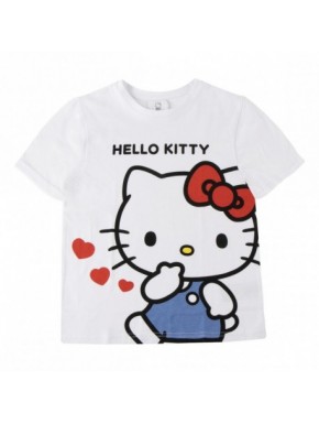 T-shirt court blanc Hello Kitty pour filles