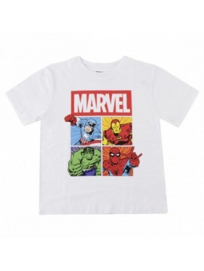 T-shirt blanc Marvel pour enfants avec Captain America, Iron Man, Hulk et Spider-Man