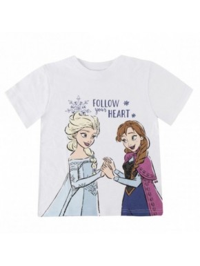 T-shirt blanc Frozen avec Elsa et Anna pour filles
