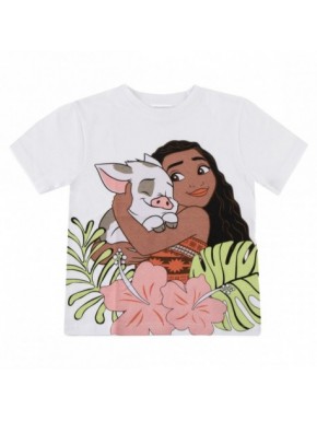 T-shirt blanc enfant avec impression de Moana et Pua