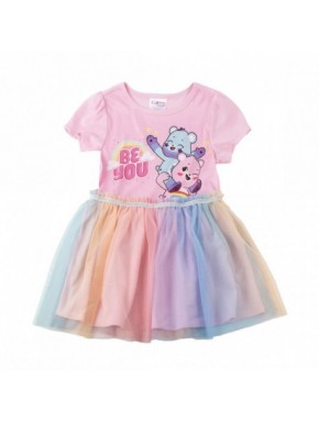 Vestido rosa Osos Amorosos con falda arcoíris para niñas