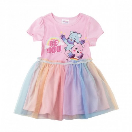 Vestido rosa Osos Amorosos con falda arcoíris para niñas