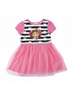 Robe Gabby's Dollhouse, haut à rayures et tulle rose