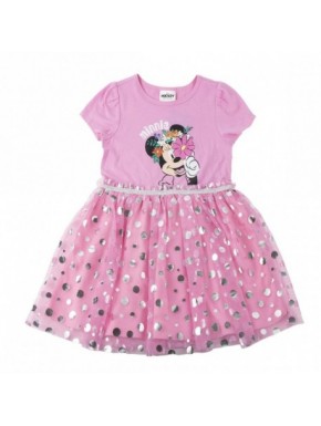 Vestido rosa de Minnie con falda de tul para niñas
