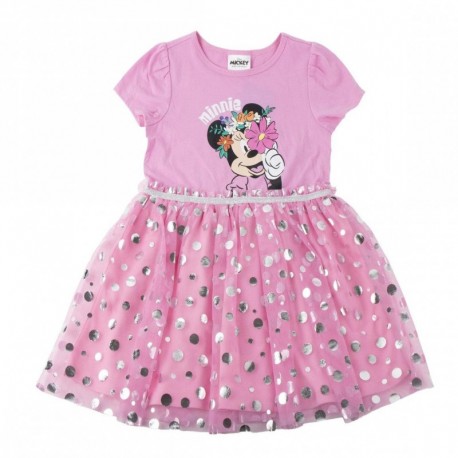 Vestido rosa de Minnie con falda de tul para niñas