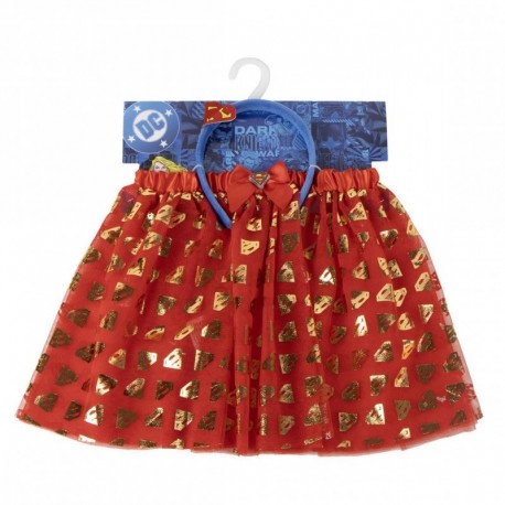 Conjunto de beleza vermelho e azul do Superman com logotipos dourados