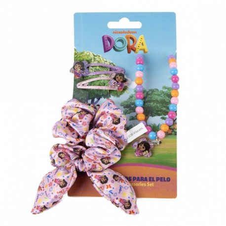 Set de belleza Dora la Exploradora con diadema, pinzas y collar multicolor