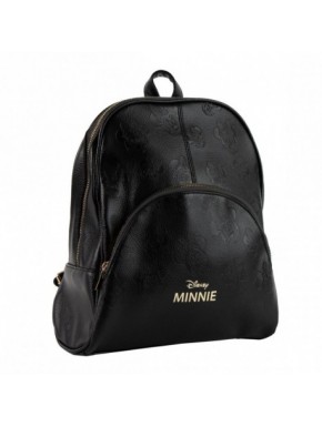 Black Minnie faux leather backpack with gold logo