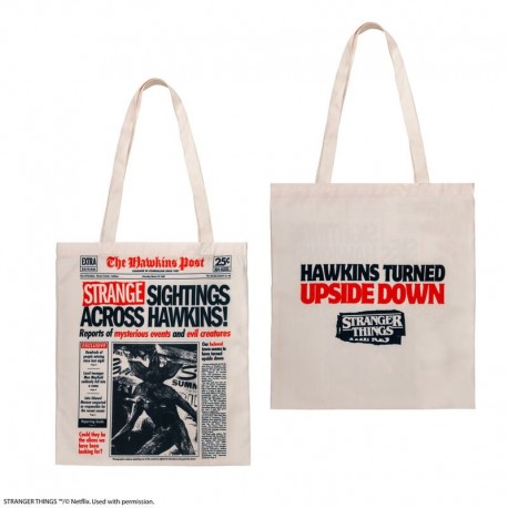 Sacola tote Stranger Things com design Hawkins Turned Upside Down