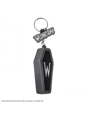 Llavero Squishy Wednesday en forma de cofre negro con letra W