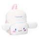 Mochila blanca de Cinnamoroll Sanrio con diseño esponjoso.