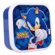 Pack de 3 fiambreras de Sonic en colores azul y rojo