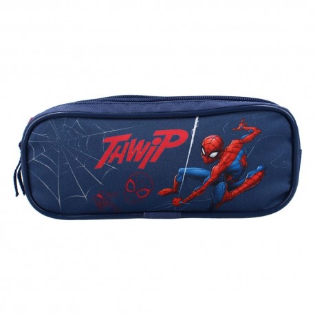 Estuche de lápices azul de Spider-Man con ilustración del personaje