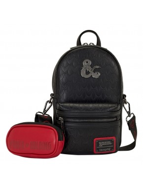 Bolsa tiracolo preta Dungeons & Dragons da Loungefly com carteira vermelha