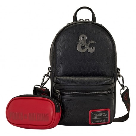 Bolsa tiracolo preta Dungeons & Dragons da Loungefly com carteira vermelha