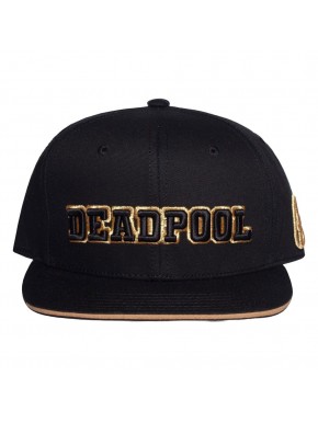 Gorra de béisbol Deadpool negra con bordados dorados