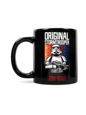 Taza negra Stormtrooper con texto 'Join Now'