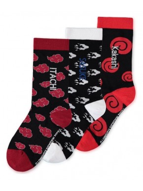Chaussettes Naruto avec personnages Sasuke, Kakashi et Itachi