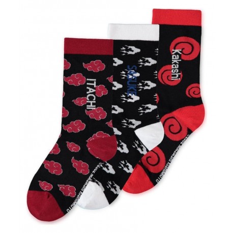 Chaussettes Naruto avec personnages Sasuke, Kakashi et Itachi