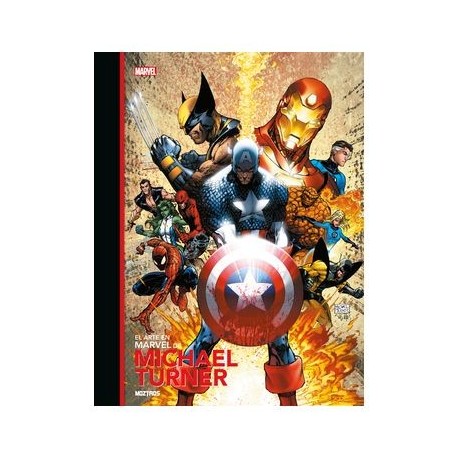 Portada del libro El Arte de Marvel de Michael Turner mostrando personajes icónicos
