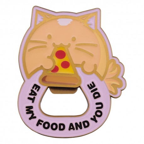 Abrebotellas Fuzzballs de metal con diseño de gato