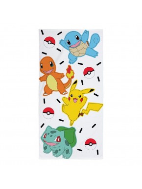 Toalla Pokémon con Pikachu, Bulbasaur, Charmander y Squirtle