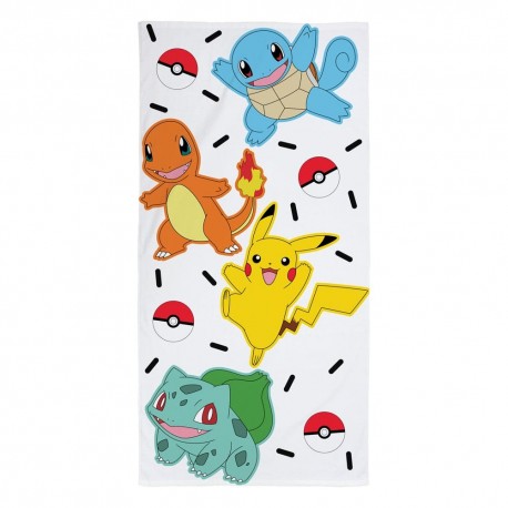 Toalla Pokémon con Pikachu, Bulbasaur, Charmander y Squirtle