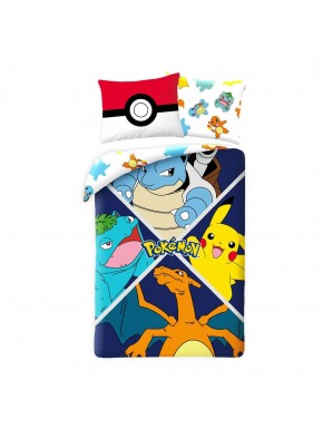 Capa de edredom Pokémon com Pikachu e Charizard