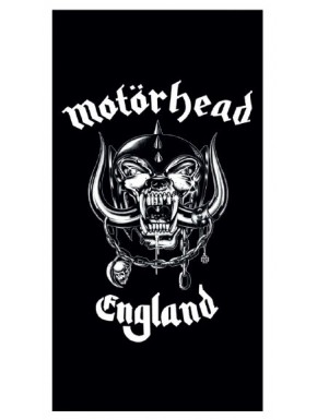 Toalha preta Motörhead com logo branco