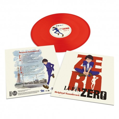 Vinyle rouge de Lupin Zero avec couverture et liste de morceaux