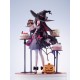 Estatua de bruja de Halloween con pasteles y calabaza en PVC