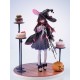 Estatua de bruja de Halloween con pasteles y calabaza en PVC