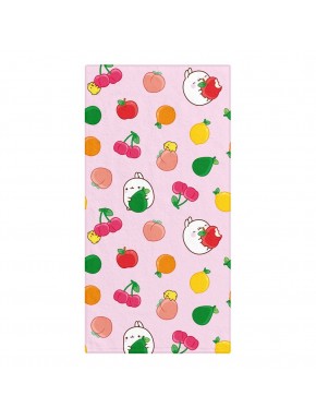Toalla rosa de Molang con frutas