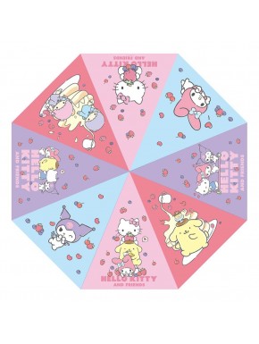 Guarda-chuva Hello Kitty e amigos Sanrio com design pastel
