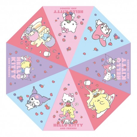 Guarda-chuva Hello Kitty e amigos Sanrio com design pastel