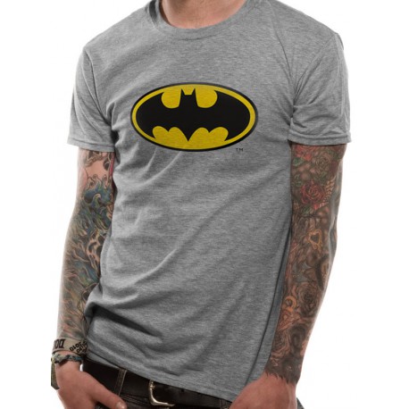 Camiseta Batman Logo Clásico Gris