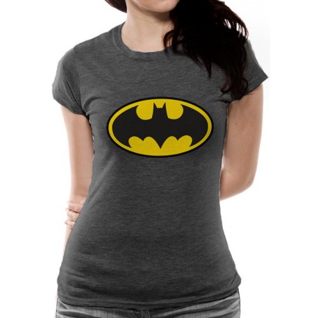 Camiseta Chica Logo Batman classic Gris