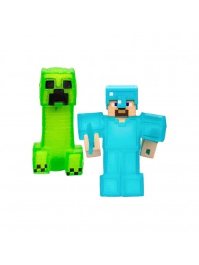 Figuras Goo Jit Zu de Creeper e Steve de Minecraft