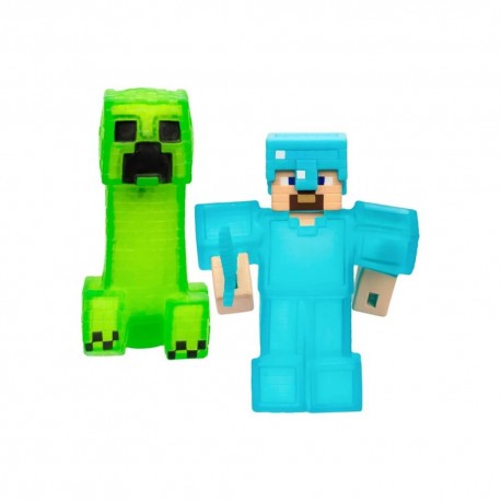 Figuras Goo Jit Zu de Creeper e Steve de Minecraft