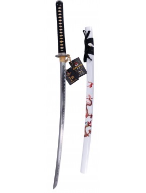 Katana KURO KAMI Shiro con vaina blanca y hamon del monte Fuji