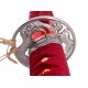 Katana KURENAI de KURO KAMI con vaina roja y detalles de dragón